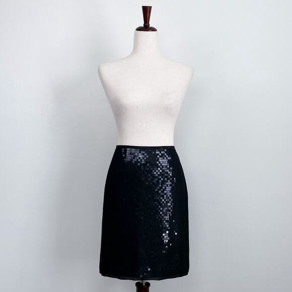 Ann Taylor Black Sequin Chiffon Overlay Mini Skirt NWT - Picture 5 of 8